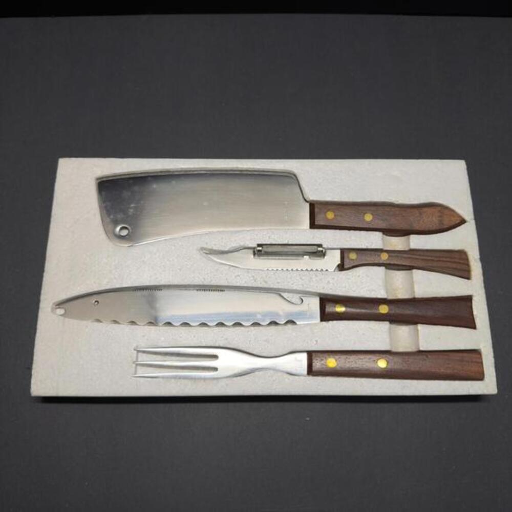 Vintage MCM Japan Rosewood Handle Kitchen Tool Set 4pc NOS Box Styrofoam